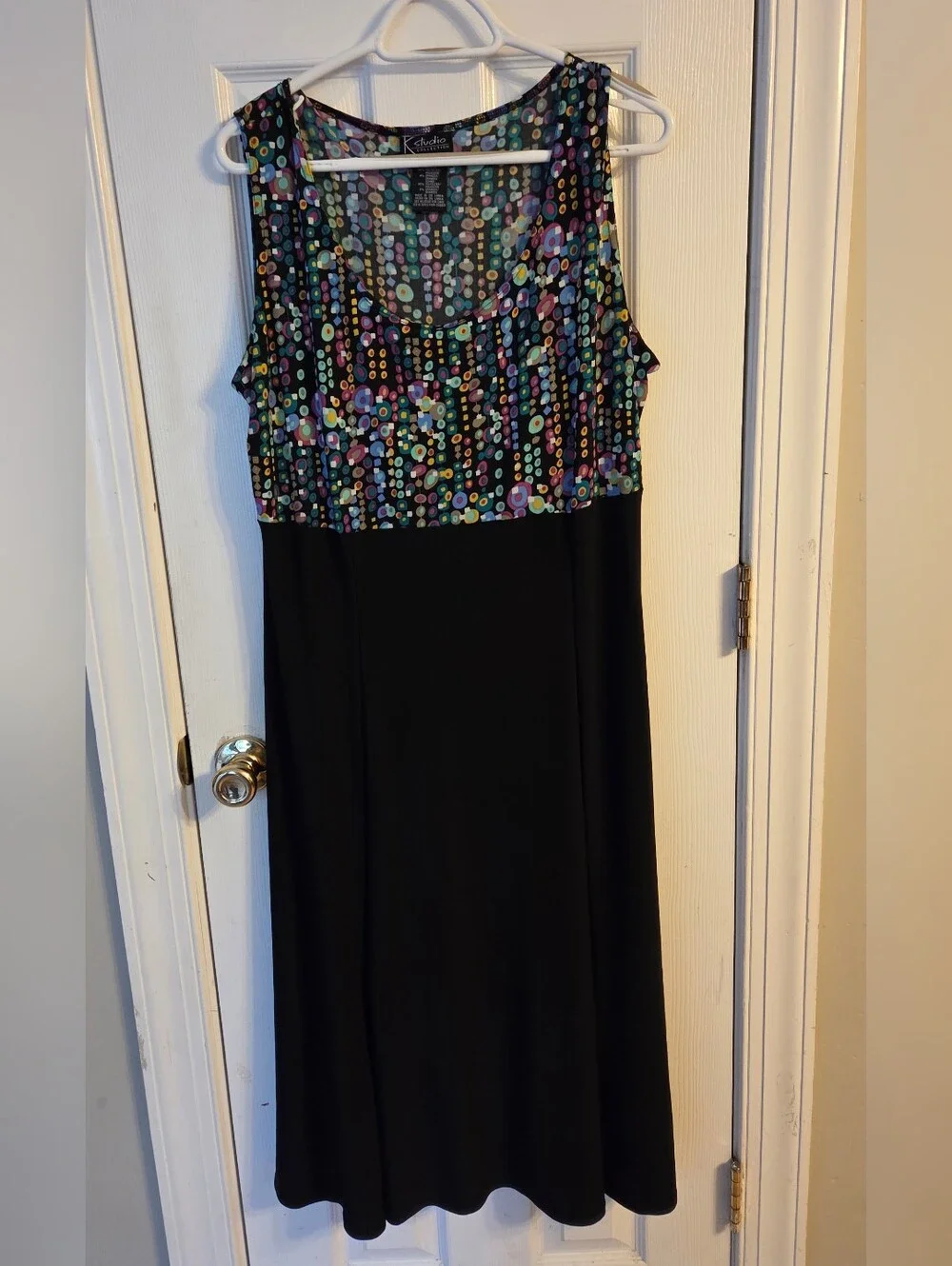 Vintage K Studio Collection Women's 2-Piece Dress Suit Size 18 Black Geo Print